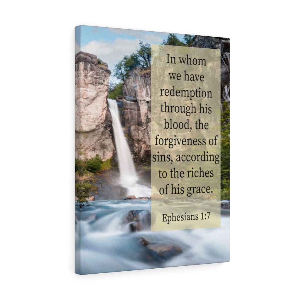 Scripture Canvas Riches of His Grace Ephesians 1:7 Christian Wall Art Bible Verse Meaningful Home Decor Gifts Unique Housewarming Gift Ideas Framed Prints, Canvas