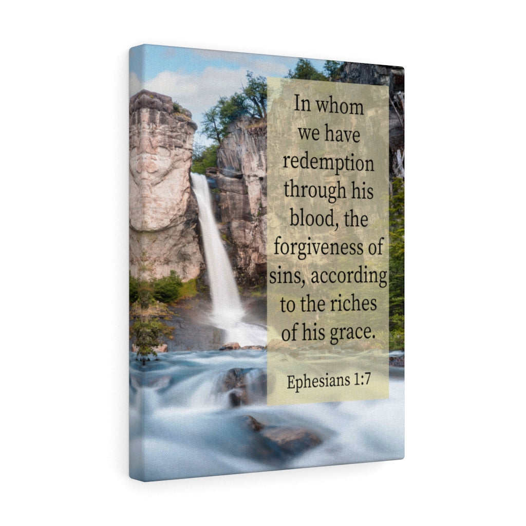 Scripture Canvas Riches of His Grace Ephesians 1:7 Christian Wall Art Bible Verse Meaningful Home Decor Gifts Unique Housewarming Gift Ideas Framed Prints, Canvas