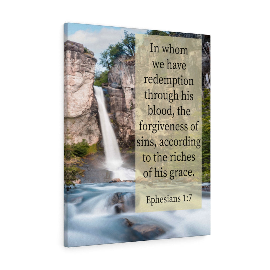 Scripture Canvas Riches of His Grace Ephesians 1:7 Christian Wall Art Bible Verse Meaningful Home Decor Gifts Unique Housewarming Gift Ideas Framed Prints, Canvas