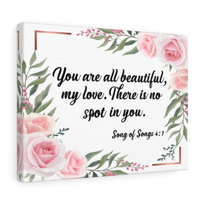 Scripture Canvas You Are All Beautiful Song of Songs 4:7 Christian Wall Art Bible Verse Meaningful Home Decor Gifts Unique Housewarming Gift Ideas Framed Prints, Canvas