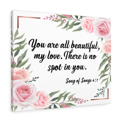 Scripture Canvas You Are All Beautiful Song of Songs 4:7 Christian Wall Art Bible Verse Meaningful Home Decor Gifts Unique Housewarming Gift Ideas Framed Prints, Canvas