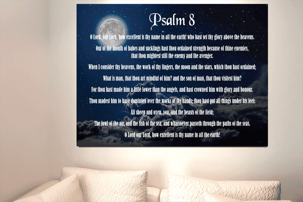 Scripture Canvas Surrounded By Your Glory Psalm 8 Christian Wall Art Bible Verse Meaningful Home Decor Gifts Unique Housewarming Gift Ideas Framed Prints, Canvas