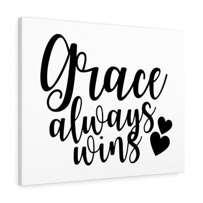 Scripture Canvas Grace Always Wins Christian Wall Art Meaningful Home Decor Gifts Unique Housewarming Gift Ideas Framed Prints, Canvas