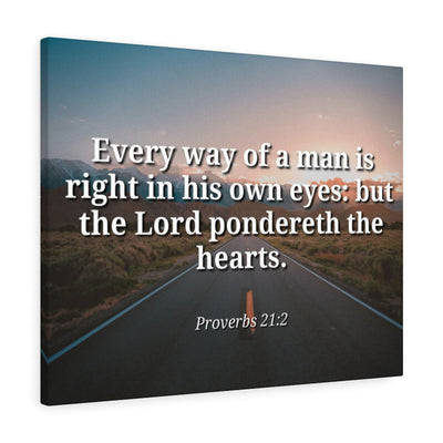 Scripture Canvas The Hearts Proverbs 21:2 Christian Wall Art Bible Verse Meaningful Home Decor Gifts Unique Housewarming Gift Ideas Framed Prints, Canvas