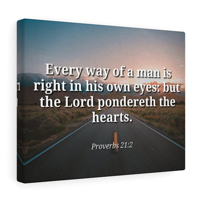 Scripture Canvas The Hearts Proverbs 21:2 Christian Wall Art Bible Verse Meaningful Home Decor Gifts Unique Housewarming Gift Ideas Framed Prints, Canvas