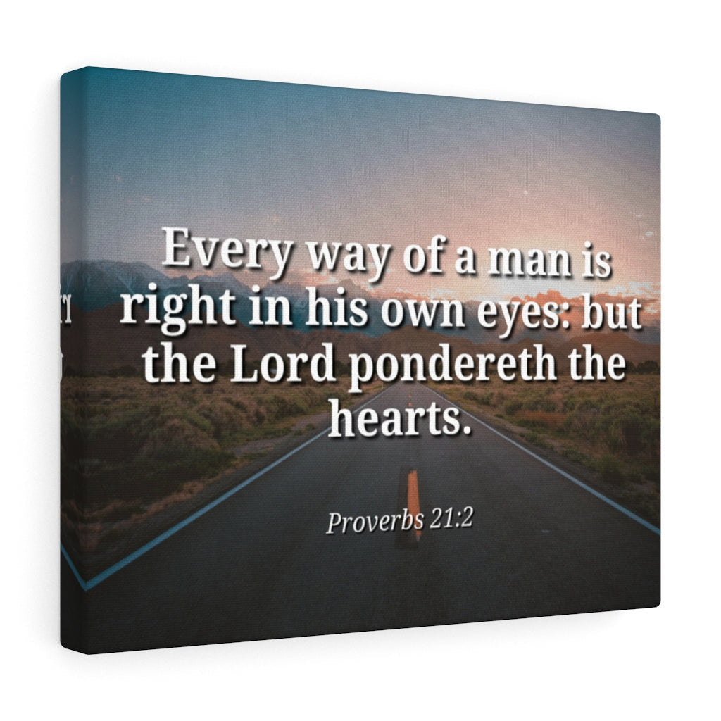 Scripture Canvas The Hearts Proverbs 21:2 Christian Wall Art Bible Verse Meaningful Home Decor Gifts Unique Housewarming Gift Ideas Framed Prints, Canvas