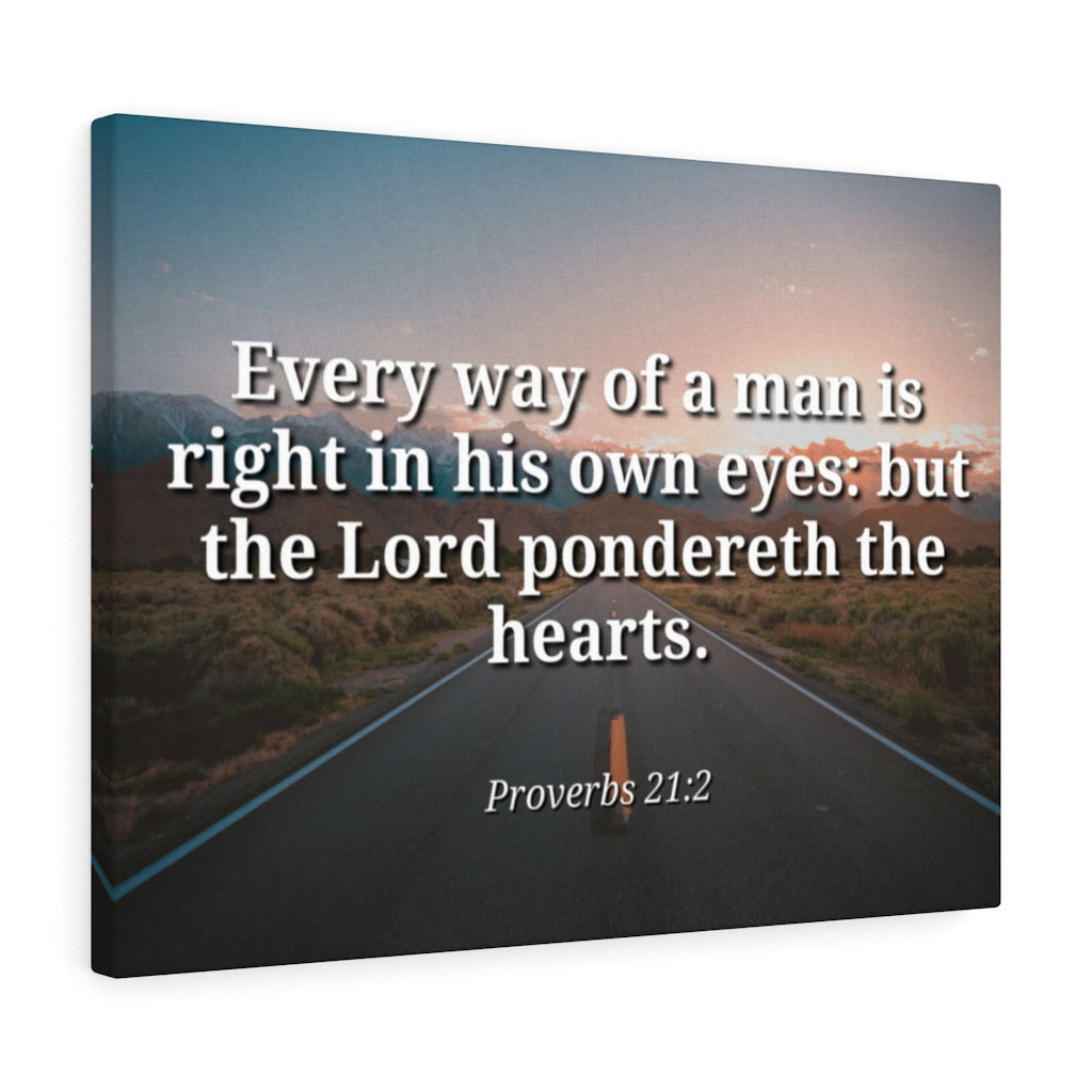Scripture Canvas The Hearts Proverbs 21:2 Christian Wall Art Bible Verse Meaningful Home Decor Gifts Unique Housewarming Gift Ideas Framed Prints, Canvas