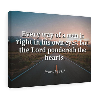 Scripture Canvas The Hearts Proverbs 21:2 Christian Wall Art Bible Verse Meaningful Home Decor Gifts Unique Housewarming Gift Ideas Framed Prints, Canvas