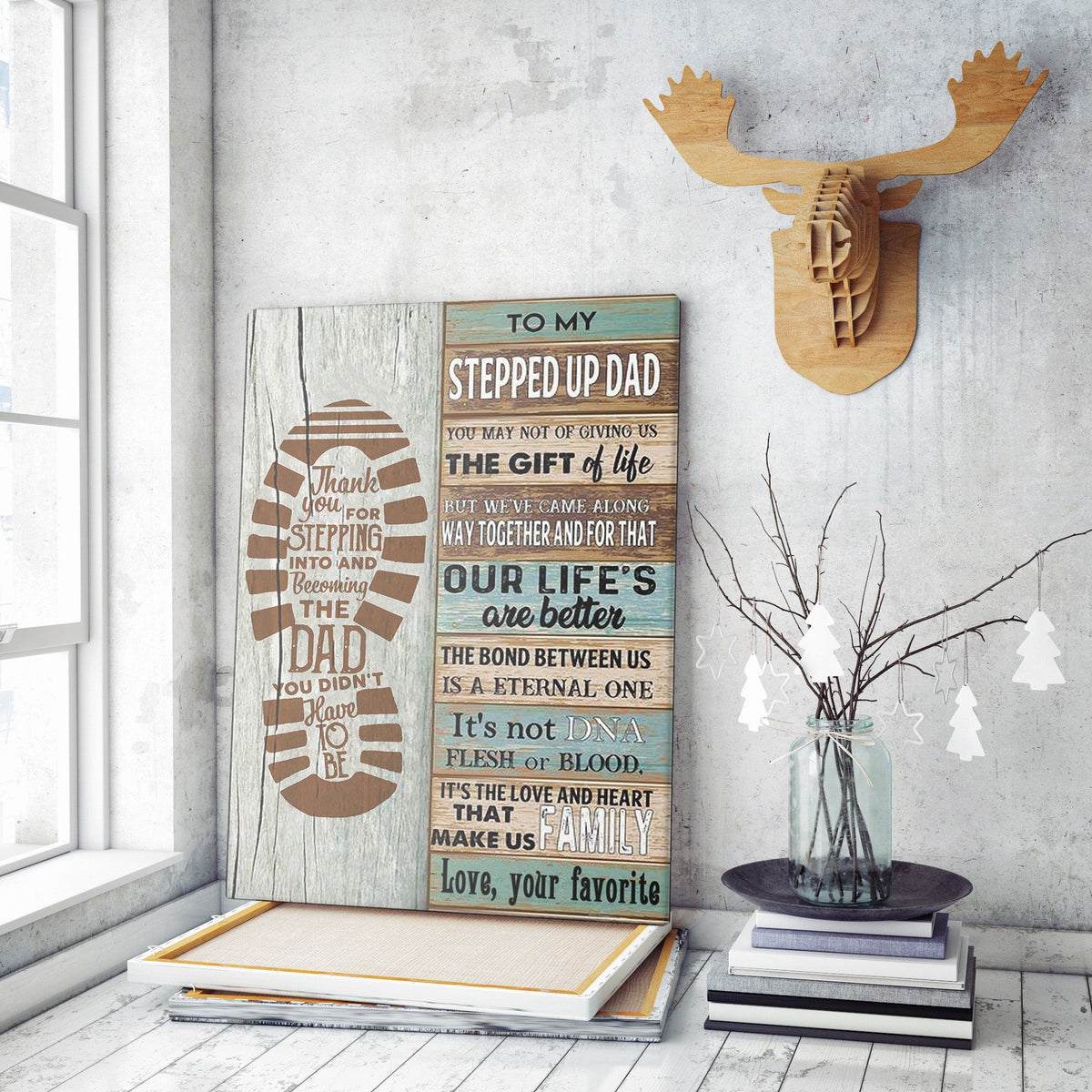 Custom Wall Art Gift For Bonus Dad, It Is Not Dna Flesh Or Blood Step Dad Wall Art Framed Prints, Canvas