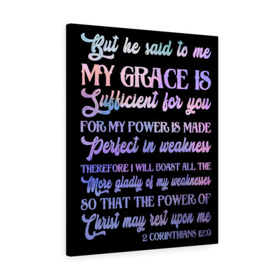 Scripture Canvas My Grace 2 Corinthians 12:9 Christian Wall Art Bible Verse Meaningful Home Decor Gifts Unique Housewarming Gift Ideas Framed Prints, Canvas
