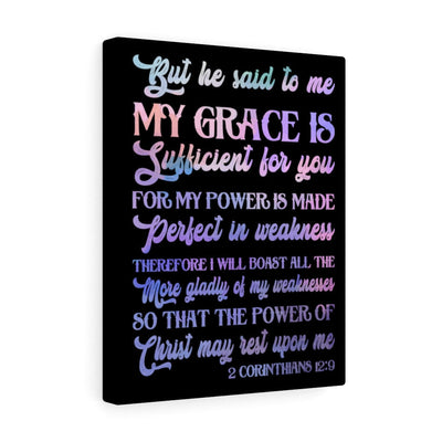 Scripture Canvas My Grace 2 Corinthians 12:9 Christian Wall Art Bible Verse Meaningful Home Decor Gifts Unique Housewarming Gift Ideas Framed Prints, Canvas