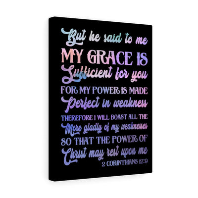 Scripture Canvas My Grace 2 Corinthians 12:9 Christian Wall Art Bible Verse Meaningful Home Decor Gifts Unique Housewarming Gift Ideas Framed Prints, Canvas