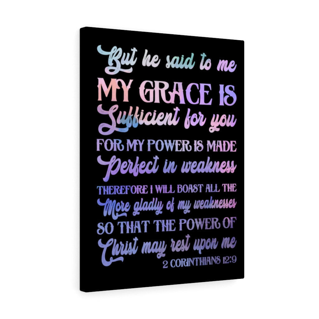 Scripture Canvas My Grace 2 Corinthians 12:9 Christian Wall Art Bible Verse Meaningful Home Decor Gifts Unique Housewarming Gift Ideas Framed Prints, Canvas