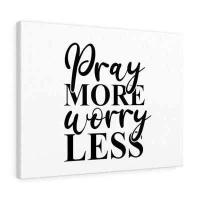 Scripture Canvas Pray More Worry Less Christian Wall Art Bible Verse Meaningful Home Decor Gifts Unique Housewarming Gift Ideas Framed Prints, Canvas