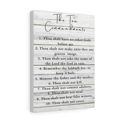 Scripture Canvas Ten Commandments White Wood Christian Wall Art Meaningful Home Decor Gifts Unique Housewarming Gift Ideas Framed Prints, Canvas
