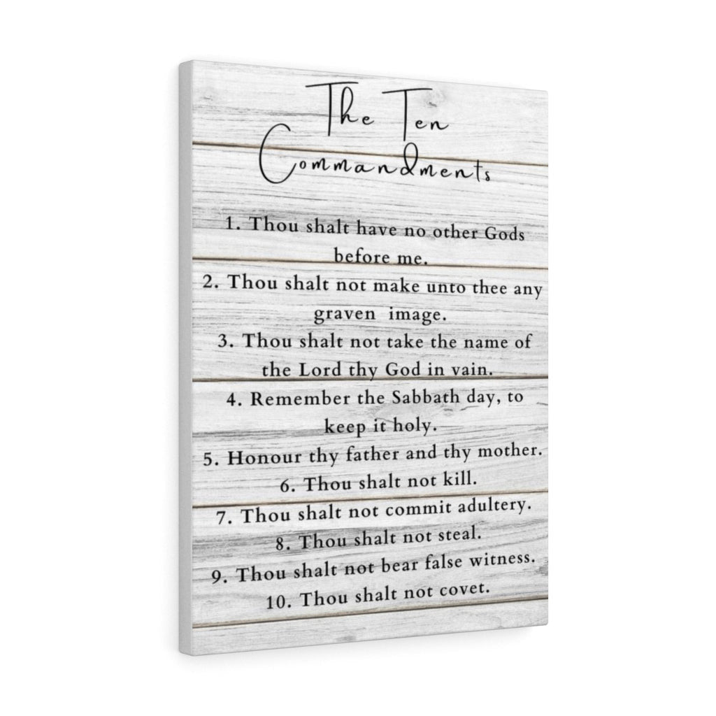 Scripture Canvas Ten Commandments White Wood Christian Wall Art Meaningful Home Decor Gifts Unique Housewarming Gift Ideas Framed Prints, Canvas