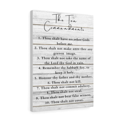 Scripture Canvas Ten Commandments White Wood Christian Wall Art Meaningful Home Decor Gifts Unique Housewarming Gift Ideas Framed Prints, Canvas