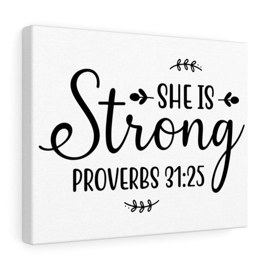 Scripture Canvas Strong Proverbs 31:25 Christian Wall Art Bible Verse Meaningful Home Decor Gifts Unique Housewarming Gift Ideas Framed Prints, Canvas