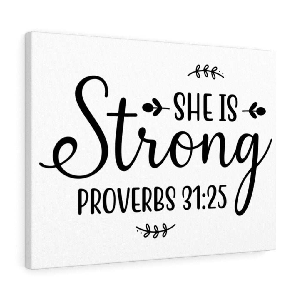 Scripture Canvas Strong Proverbs 31:25 Christian Wall Art Bible Verse Meaningful Home Decor Gifts Unique Housewarming Gift Ideas Framed Prints, Canvas