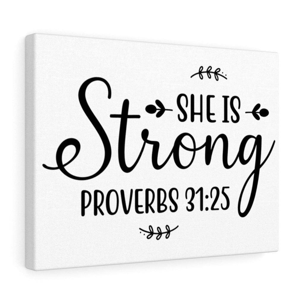 Scripture Canvas Strong Proverbs 31:25 Christian Wall Art Bible Verse Meaningful Home Decor Gifts Unique Housewarming Gift Ideas Framed Prints, Canvas