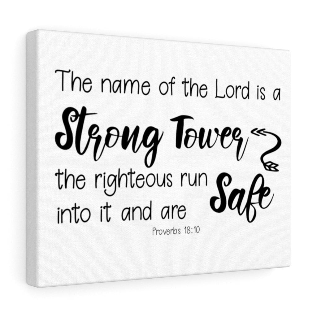 Scripture Canvas Strong Tower Proverbs 18:10 Christian Wall Art Bible Verse Meaningful Home Decor Gifts Unique Housewarming Gift Ideas Framed Prints, Canvas