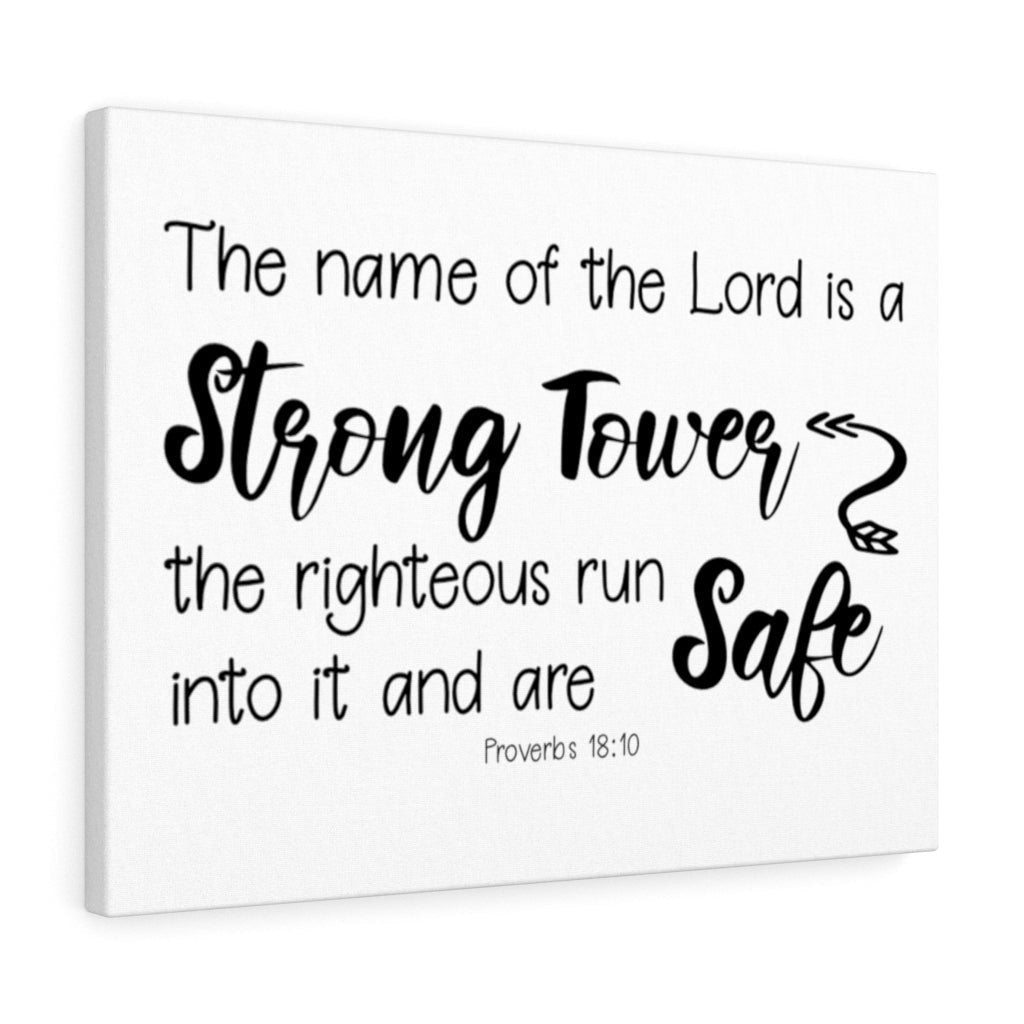 Scripture Canvas Strong Tower Proverbs 18:10 Christian Wall Art Bible Verse Meaningful Home Decor Gifts Unique Housewarming Gift Ideas Framed Prints, Canvas