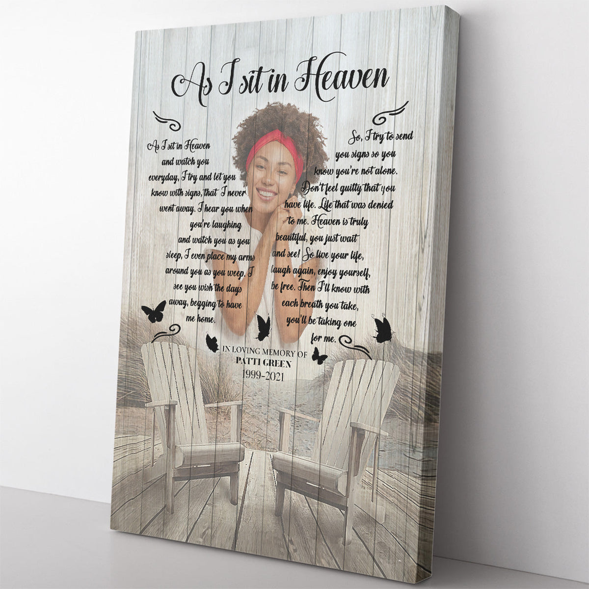 As I Sit In Heaven Personalized Wall Art, Memorial Butterfly Wall Art Gift Ideas Framed Prints, Canvas