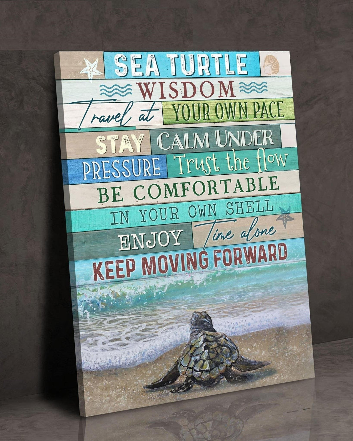 Sea Turtle Wisdom Keep Moving Forward Housewarming Home Decor Wall Art Gift Ideas Turtle Wall Art 11X14 Wall Art Print Framed Prints, Canvas