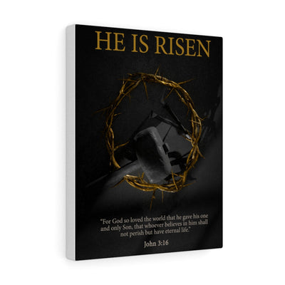 Scripture Canvas He Is Risen John 3:16 Christian Wall Art Bible Verse Meaningful Home Decor Gifts Unique Housewarming Gift Ideas Framed Prints, Canvas