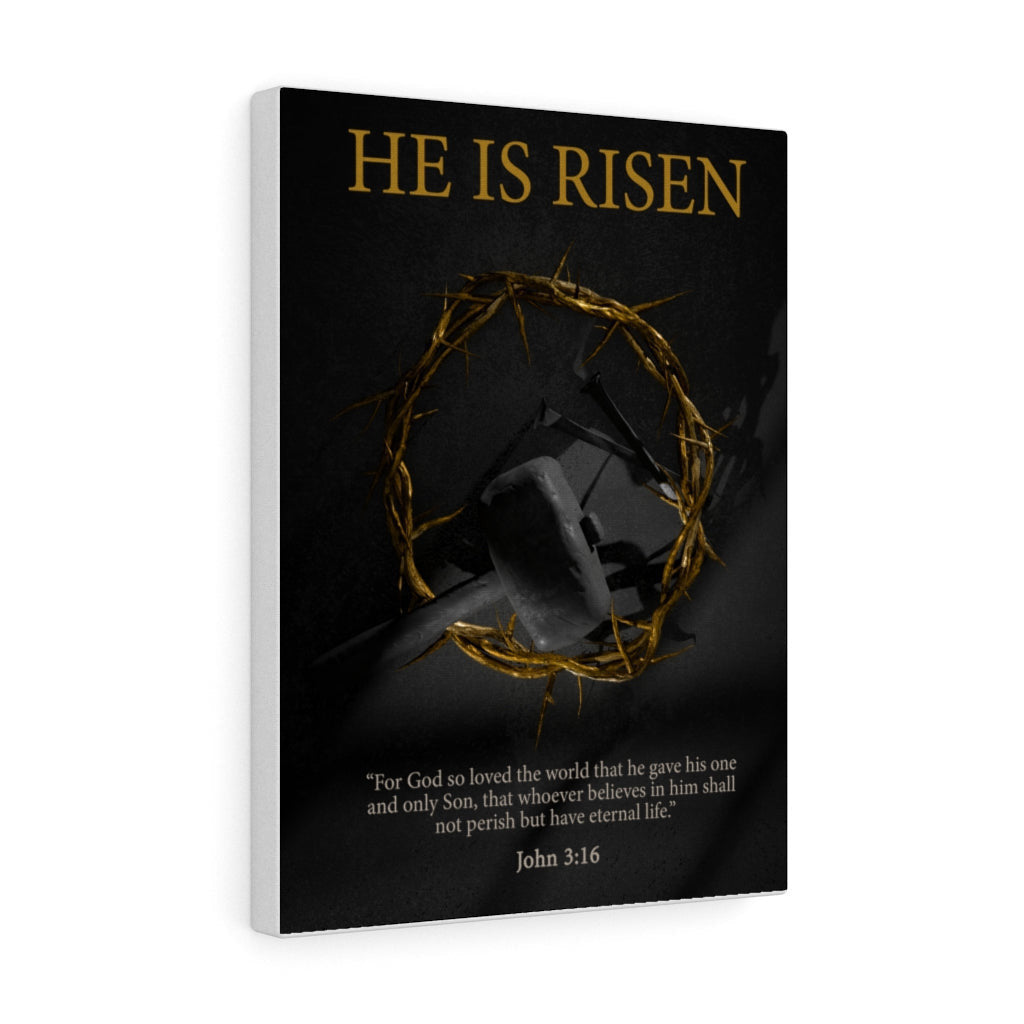 Scripture Canvas He Is Risen John 3:16 Christian Wall Art Bible Verse Meaningful Home Decor Gifts Unique Housewarming Gift Ideas Framed Prints, Canvas
