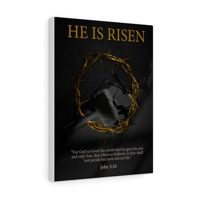 Scripture Canvas He Is Risen John 3:16 Christian Wall Art Bible Verse Meaningful Home Decor Gifts Unique Housewarming Gift Ideas Framed Prints, Canvas