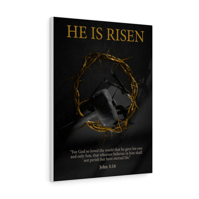 Scripture Canvas He Is Risen John 3:16 Christian Wall Art Bible Verse Meaningful Home Decor Gifts Unique Housewarming Gift Ideas Framed Prints, Canvas