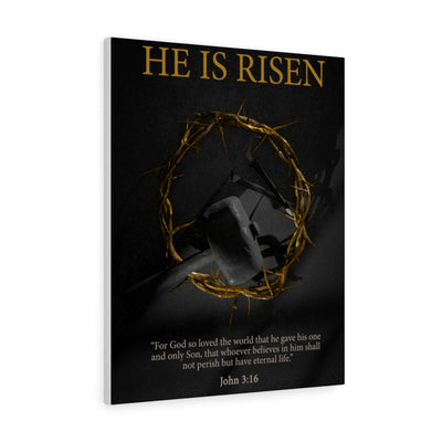Scripture Canvas He Is Risen John 3:16 Christian Wall Art Bible Verse Meaningful Home Decor Gifts Unique Housewarming Gift Ideas Framed Prints, Canvas