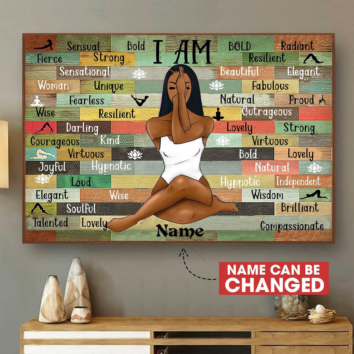 Black Woman Long Hair Wall Art Personalized Art 3D Home Decoration Gift Idea Framed Prints, Canvas