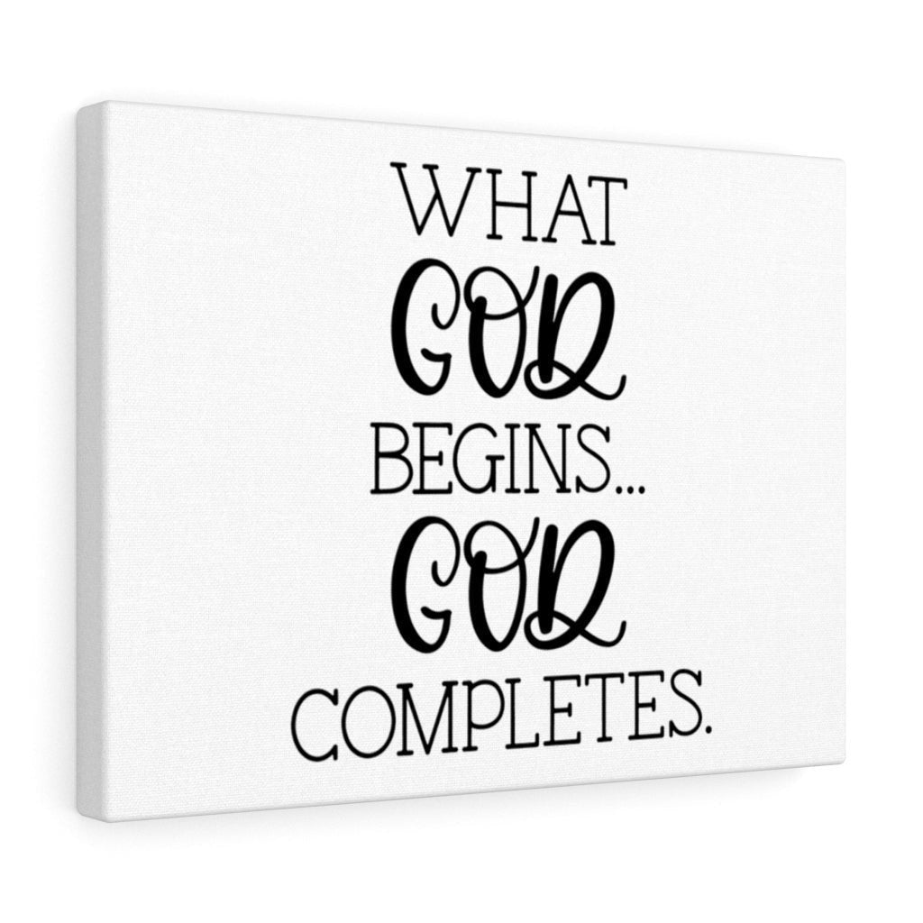 Scripture Canvas God Completes Christian Wall Art Bible Verse Meaningful Home Decor Gifts Unique Housewarming Gift Ideas Framed Prints, Canvas