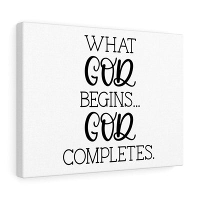 Scripture Canvas God Completes Christian Wall Art Bible Verse Meaningful Home Decor Gifts Unique Housewarming Gift Ideas Framed Prints, Canvas