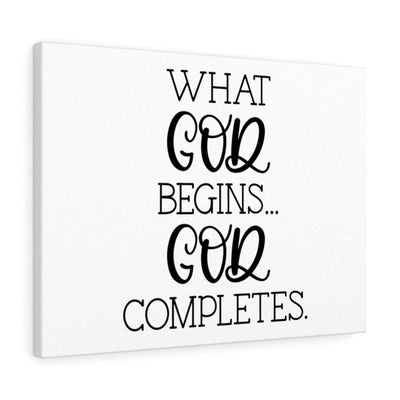 Scripture Canvas God Completes Christian Wall Art Bible Verse Meaningful Home Decor Gifts Unique Housewarming Gift Ideas Framed Prints, Canvas