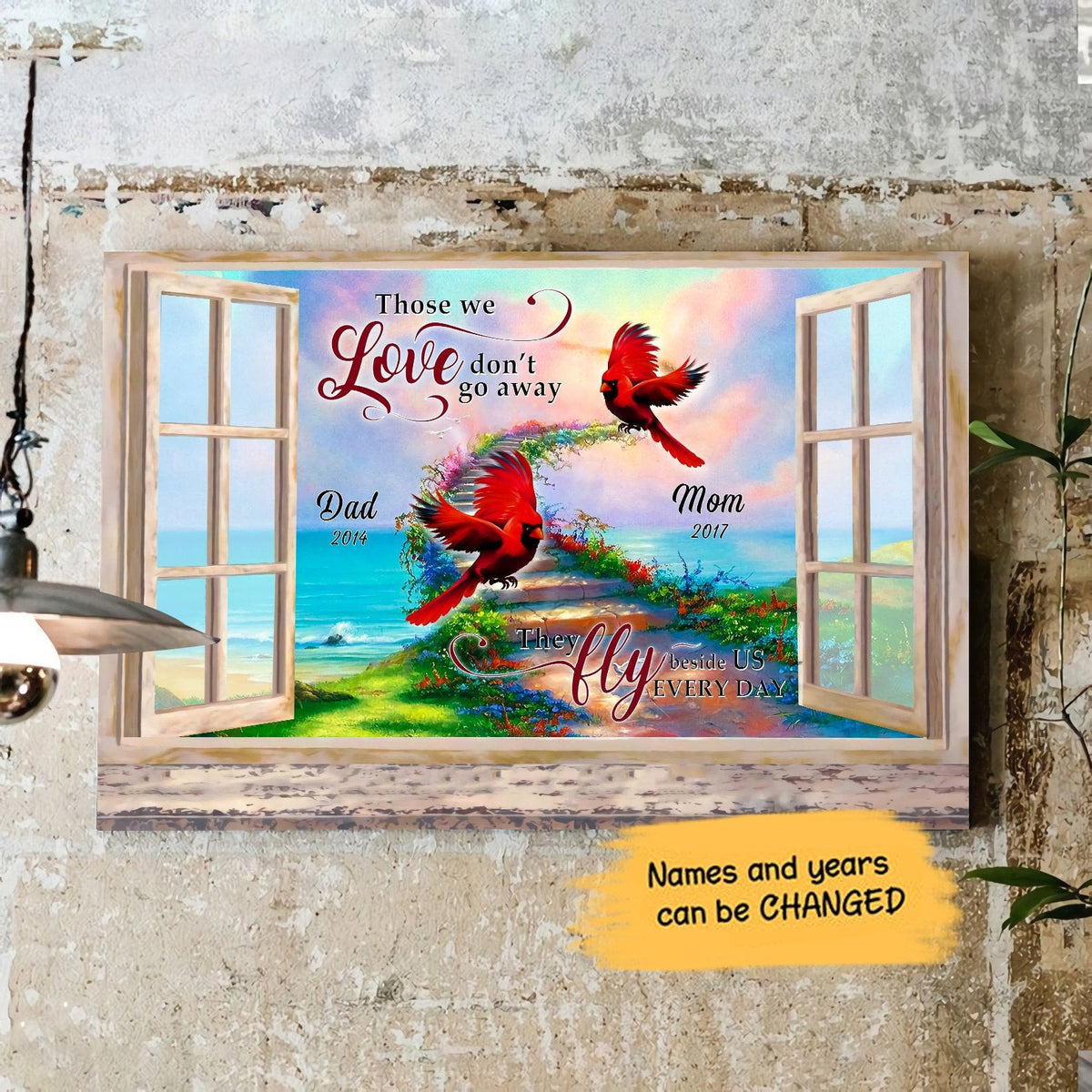 Cardinal Memorial 3D Wall Art Birds Loveraeticon Personalized Home Decor Gift Idea Gift Birthday Framed Prints, Canvas