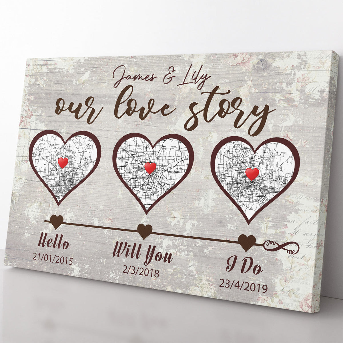 Hello, Will You, I Do To Infinity, Map Art Print, Anniversary Wedding Gift