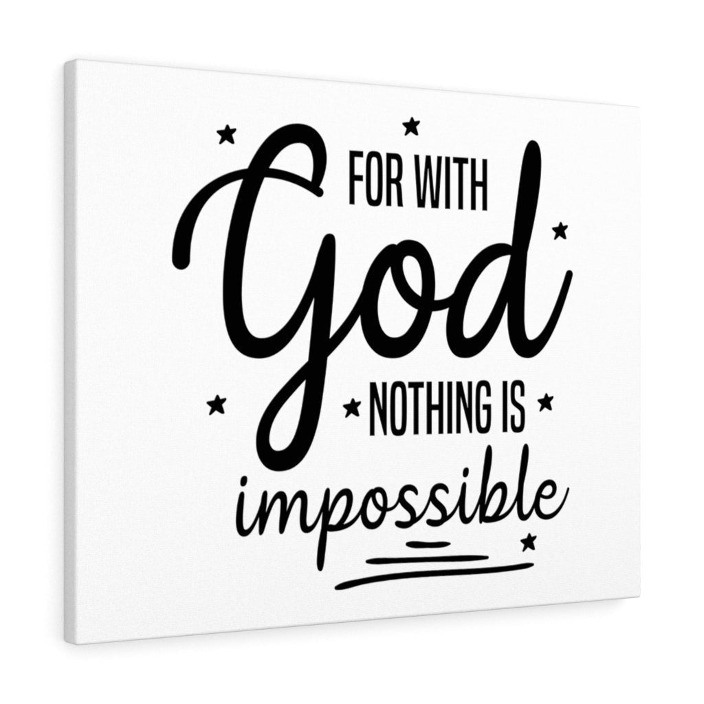 Scripture Canvas For With God Nothing Is Impossible Christian Wall Art Meaningful Home Decor Gifts Unique Housewarming Gift Ideas Framed Prints, Canvas