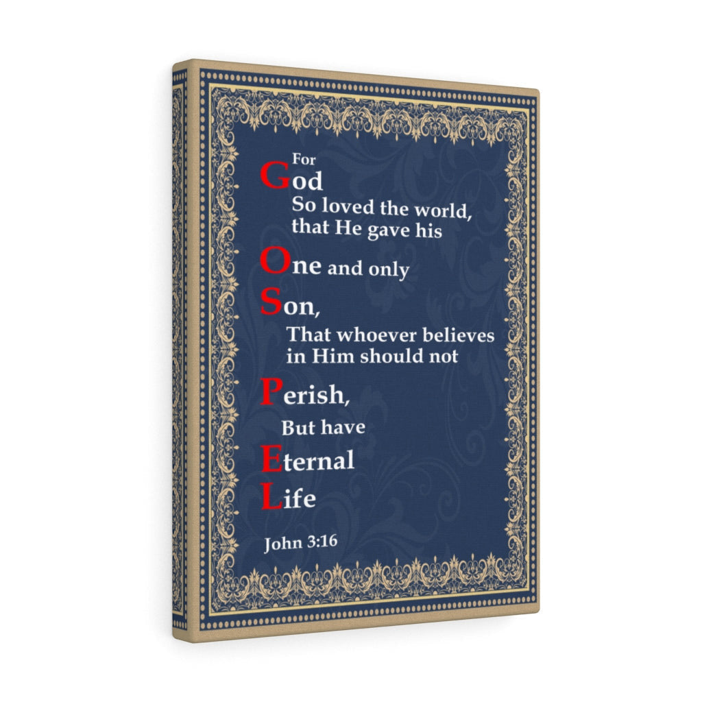 Scripture Canvas Gospel John 3:16 Christian Wall Art Bible Verse Meaningful Home Decor Gifts Unique Housewarming Gift Ideas Framed Prints, Canvas