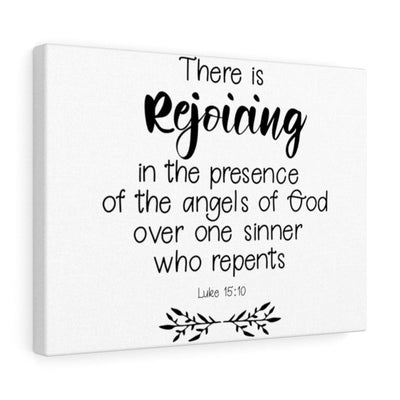 Scripture Canvas Rejoicing Luke 15:10 Christian Wall Art Bible Verse Meaningful Home Decor Gifts Unique Housewarming Gift Ideas Framed Prints, Canvas