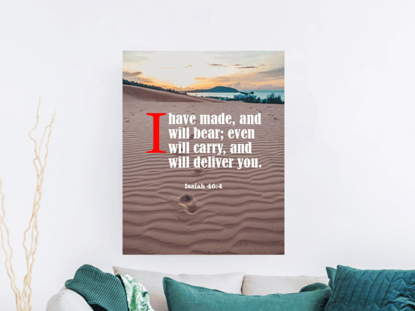 Scripture Canvas Lord Will Carry You Isaiah 46:4 Christian Wall Art Bible Verse Meaningful Home Decor Gifts Unique Housewarming Gift Ideas Framed Prints, Canvas