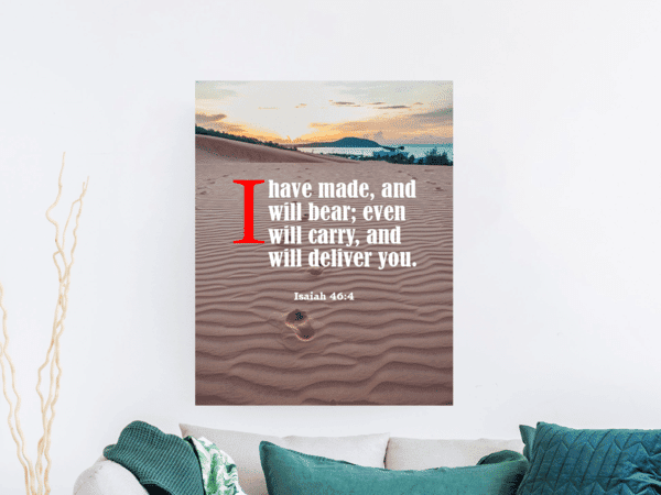Scripture Canvas Lord Will Carry You Isaiah 46:4 Christian Wall Art Bible Verse Meaningful Home Decor Gifts Unique Housewarming Gift Ideas Framed Prints, Canvas