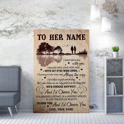 Personalized Canvas Painting, Canvas Hanging Wall Art Gift For Wife, Fall In Love With You Wall Art For Her Framed Prints, Canvas