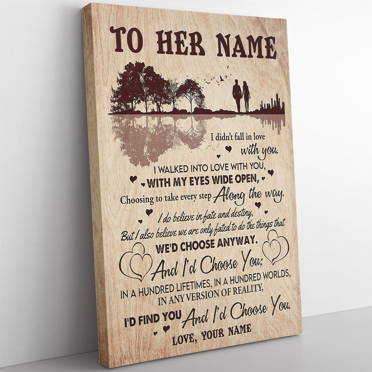 Personalized Canvas Painting, Canvas Hanging Wall Art Gift For Wife, Fall In Love With You Wall Art For Her Framed Prints, Canvas