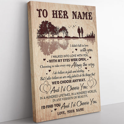 Personalized Canvas Painting, Canvas Hanging Wall Art Gift For Wife, Fall In Love With You Wall Art For Her Framed Prints, Canvas