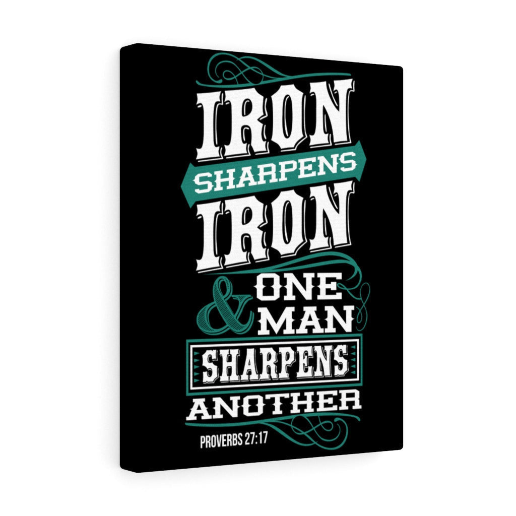 Scripture Canvas Iron Sharpens Iron Proverbs 27:17 Christian Wall Art Bible Verse Meaningful Home Decor Gifts Unique Housewarming Gift Ideas Framed Prints, Canvas
