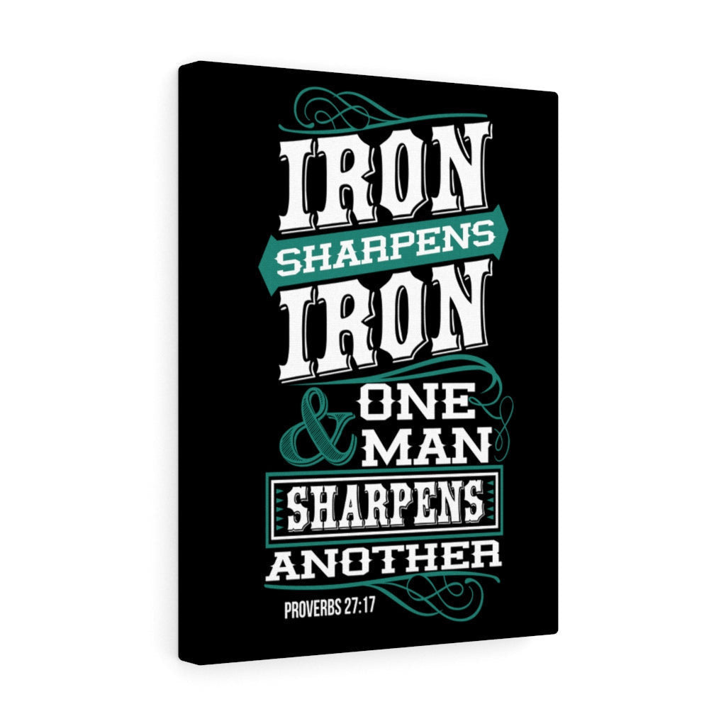Scripture Canvas Iron Sharpens Iron Proverbs 27:17 Christian Wall Art Bible Verse Meaningful Home Decor Gifts Unique Housewarming Gift Ideas Framed Prints, Canvas