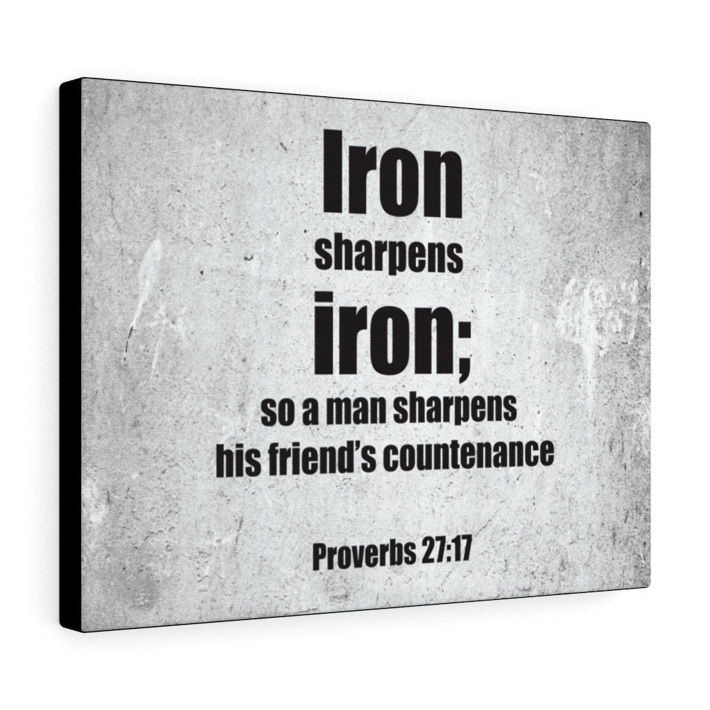 Scripture Canvas Iron Sharpens Iron Proverbs 27:17 Christian Wall Art Bible Verse Meaningful Home Decor Gifts Unique Housewarming Gift Ideas Framed Prints, Canvas